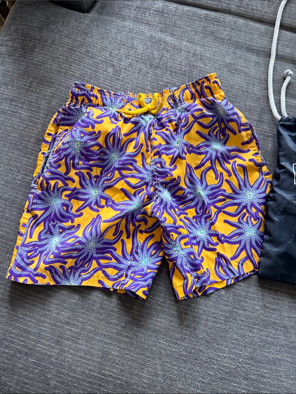 Kids Vilebrequin Yellow & Purple Floral Swim Trunks- runs small European line